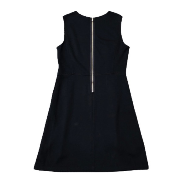 ST. JOHN CAVIAR Exposed Back Zipper Sleeveless Black Midi Shift Dress Pockets 12 - Picture 3 of 16